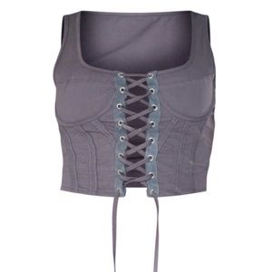 Charcoal Cargo Lace Up Top